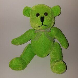 Circus Circus Neon Green Teddy Bear Plush 7" Stuffed Animal Toy Lovey